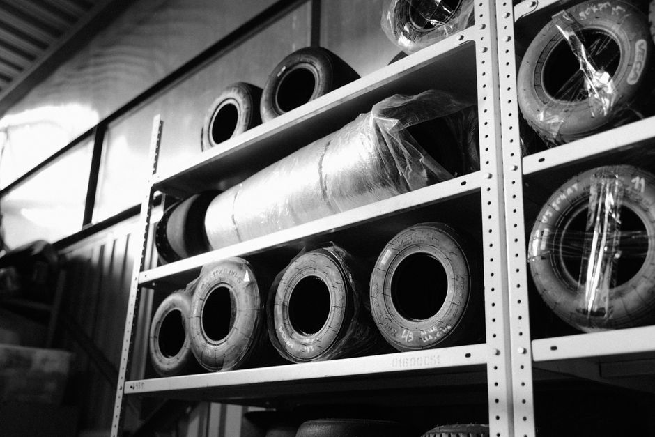 Warehouse tire storage racks